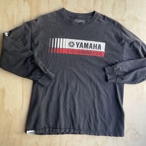 Yamaha Shirt Mens XL Gray Long Sleeve Motorcycle Logo Racing Tee T-Shirt